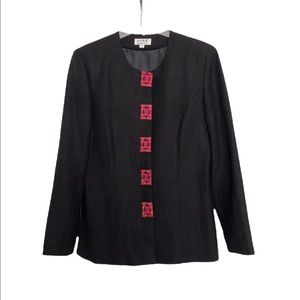 Women Jacket Linen Blend Black Fully Lined